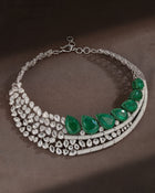 Regal Green Cascade Emerald Diamond Necklace