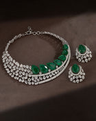 Regal Green Cascade Emerald Diamond Necklace
