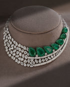 Regal Green Cascade Emerald Diamond Necklace