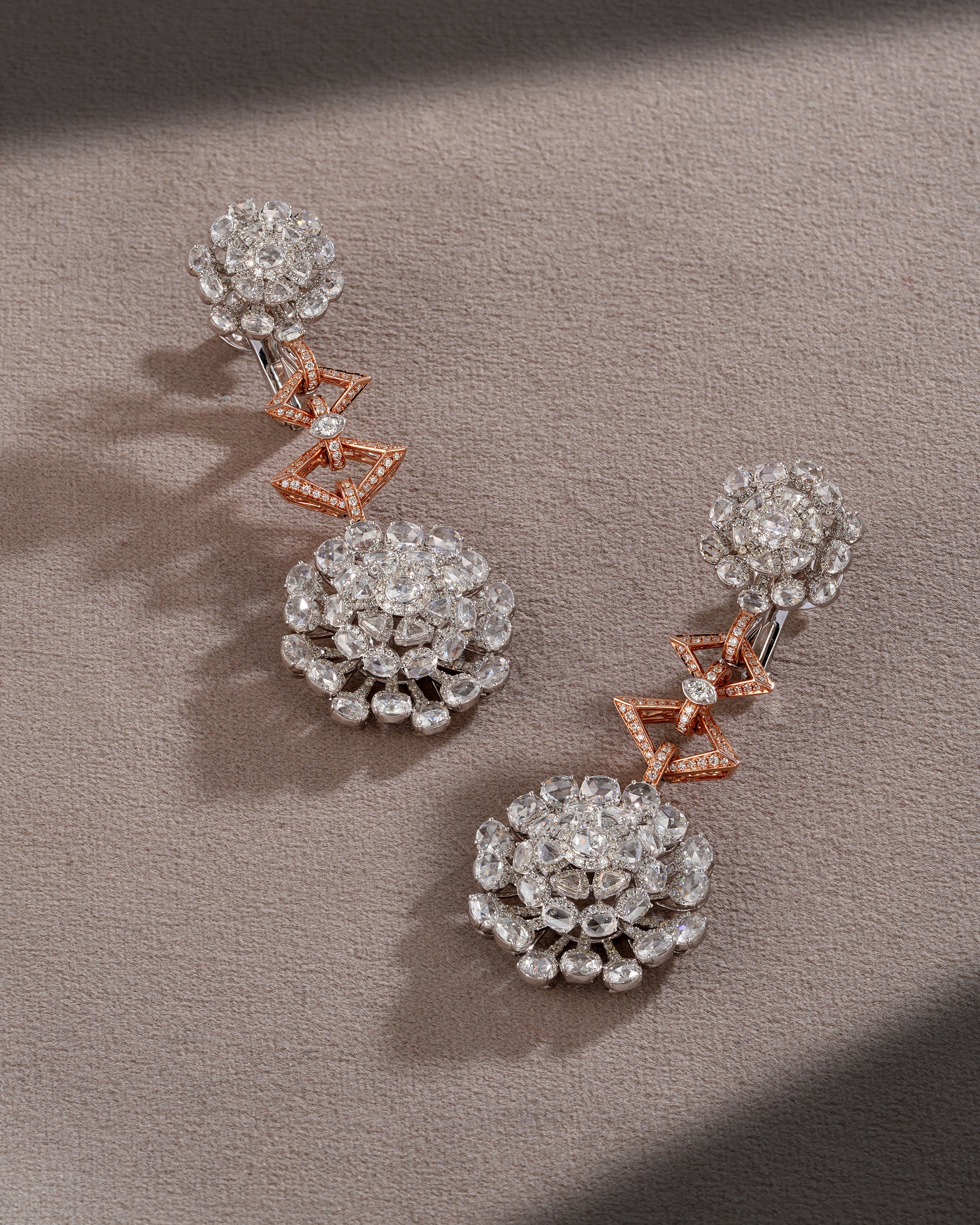 Petal Crest Diamond Oval Earrings