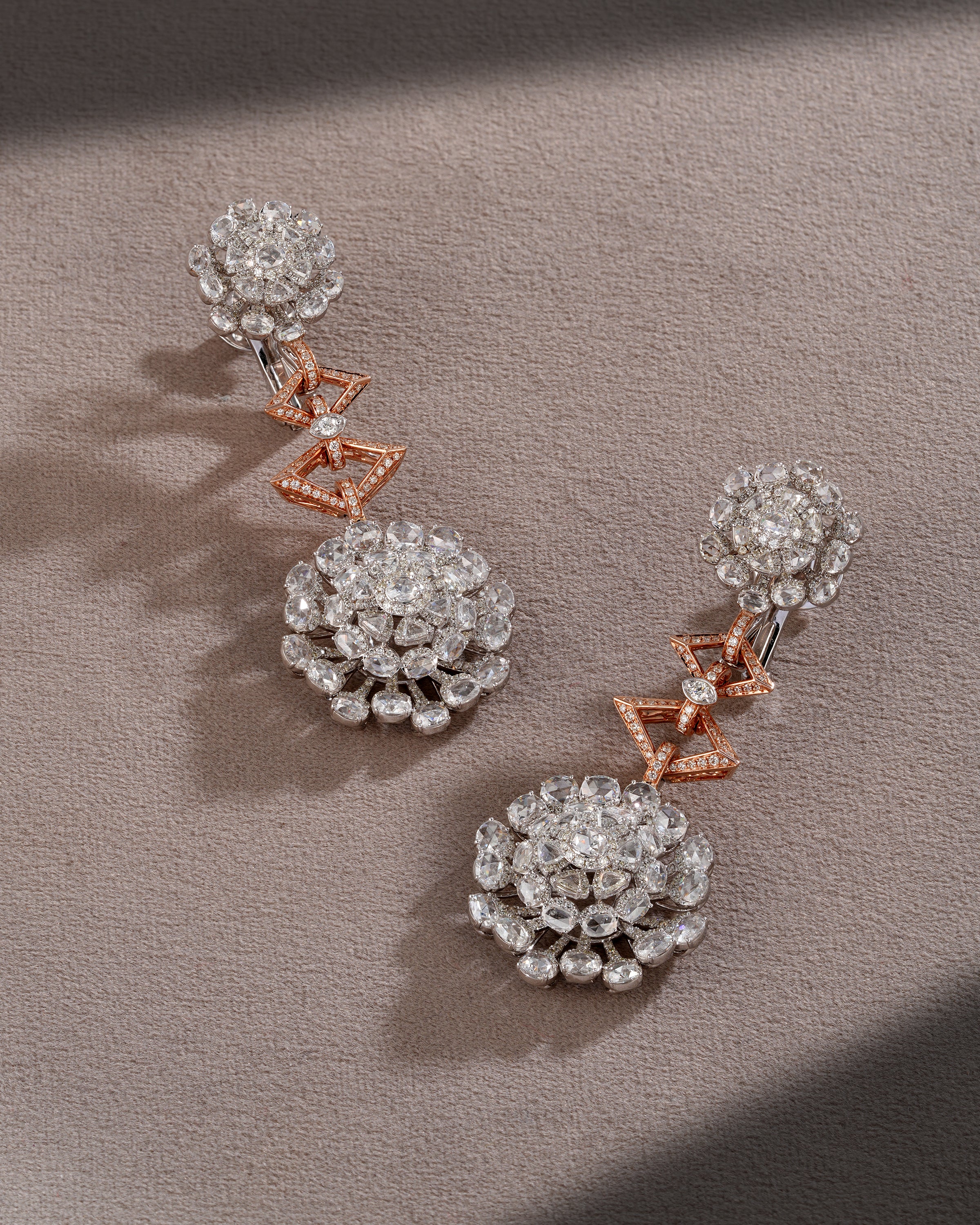 Petal Crest Diamond Oval Earrings