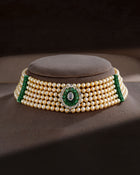 Royal Crest Pearl & Emerald Diamond Necklace