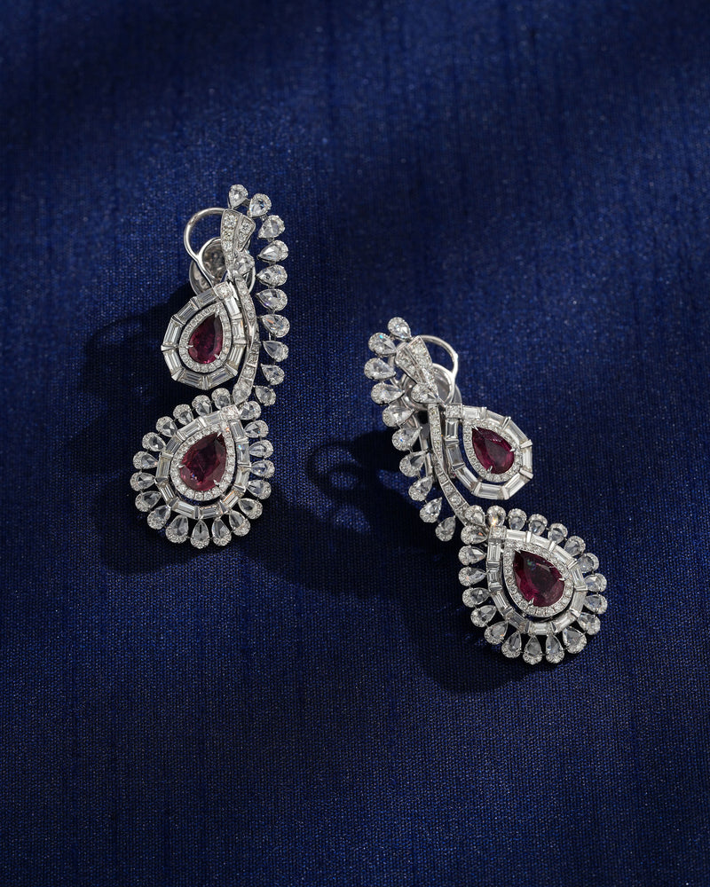 Rosetta Rubellite Dual-Halo Earrings