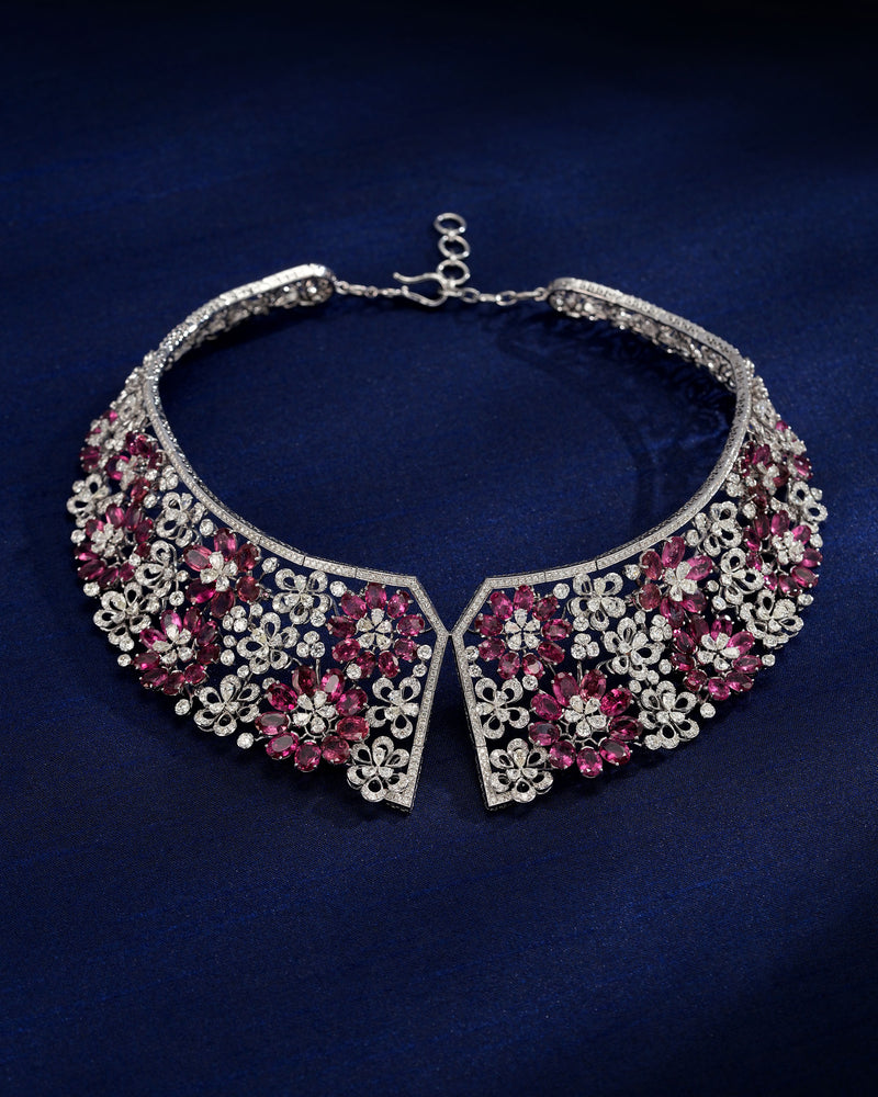 Rubellite Regal Bloom Diamond Necklace