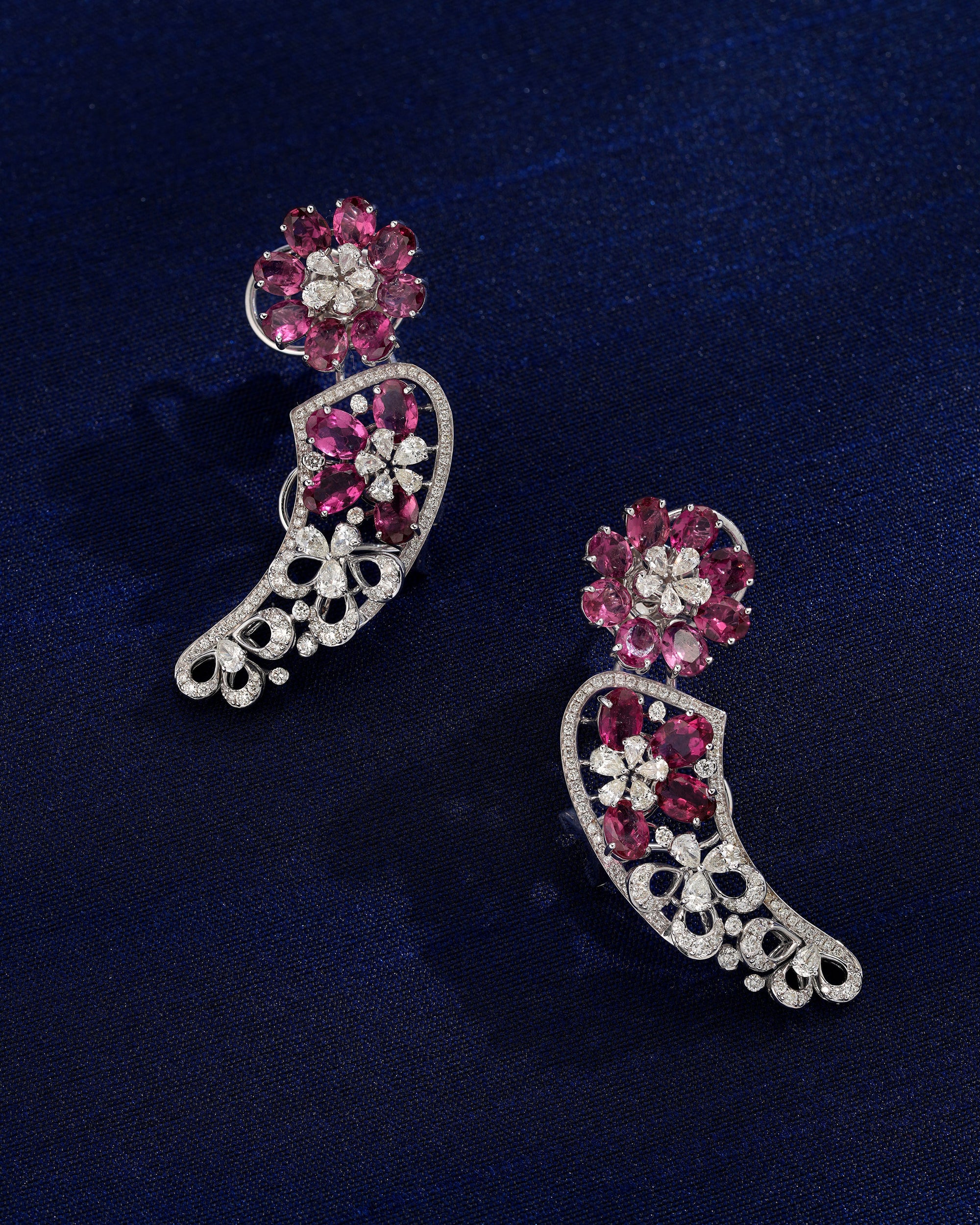 Ruby Blush Petal Diamond Earrings