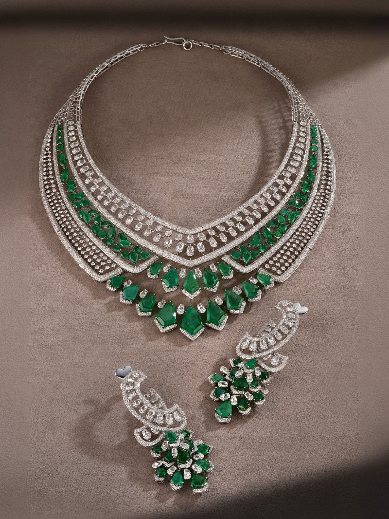 Empress Tier Zambian Emerald Diamond Necklace