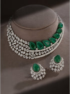 Regal Green Cascade Emerald Diamond Necklace