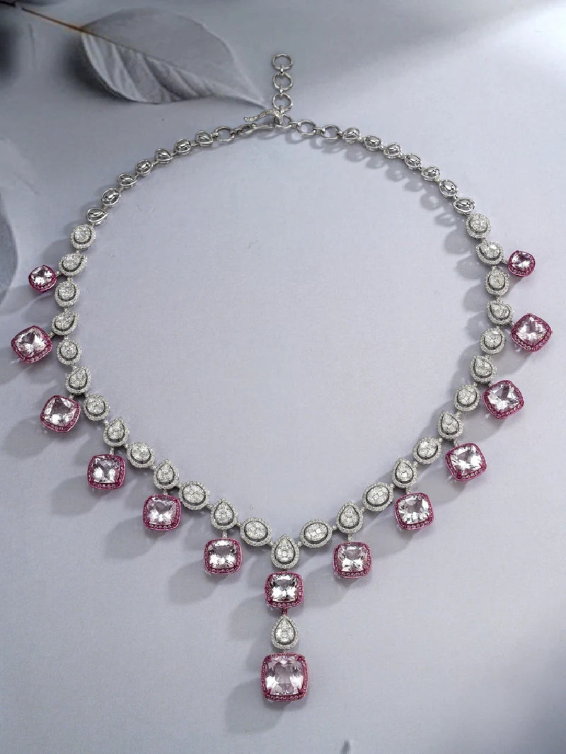 Morganite & Sapphire Spark Diamond Necklace