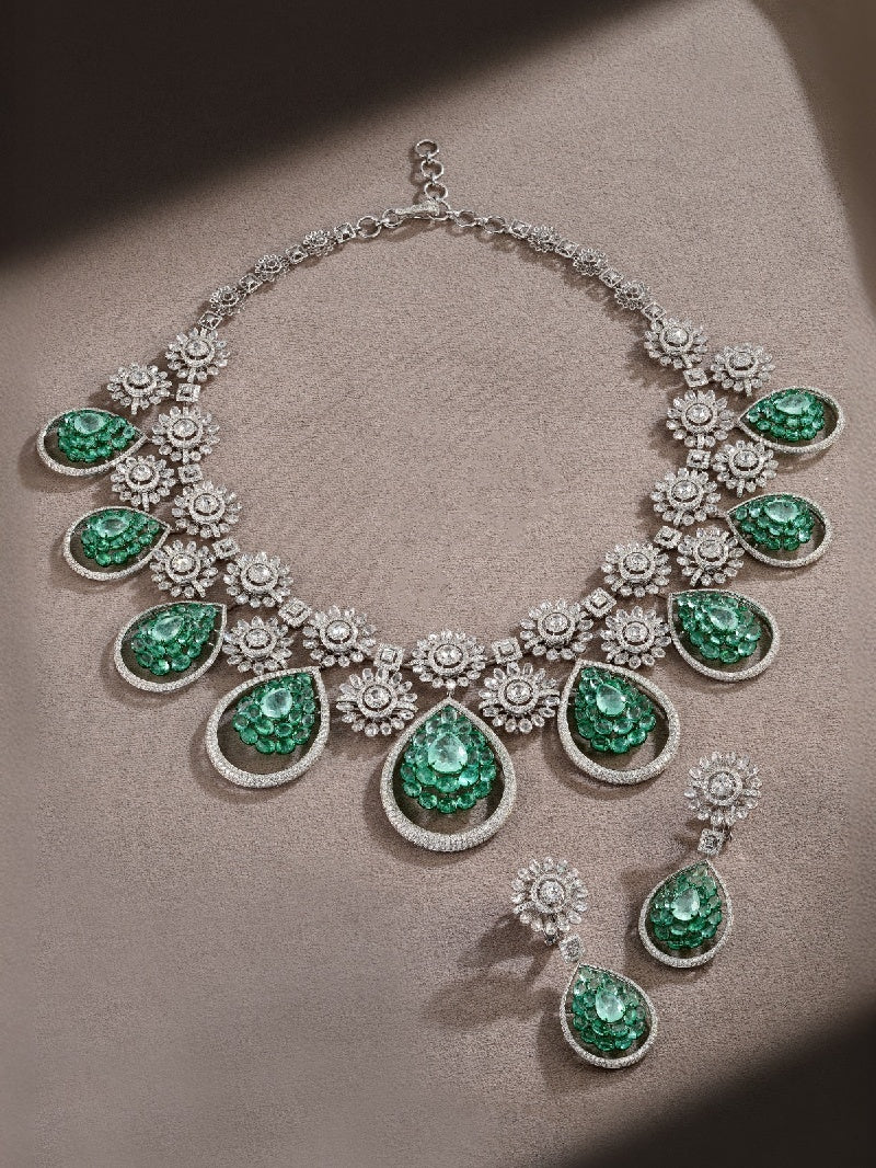 Imperial Verdure Russian Emerald Diamond Necklace