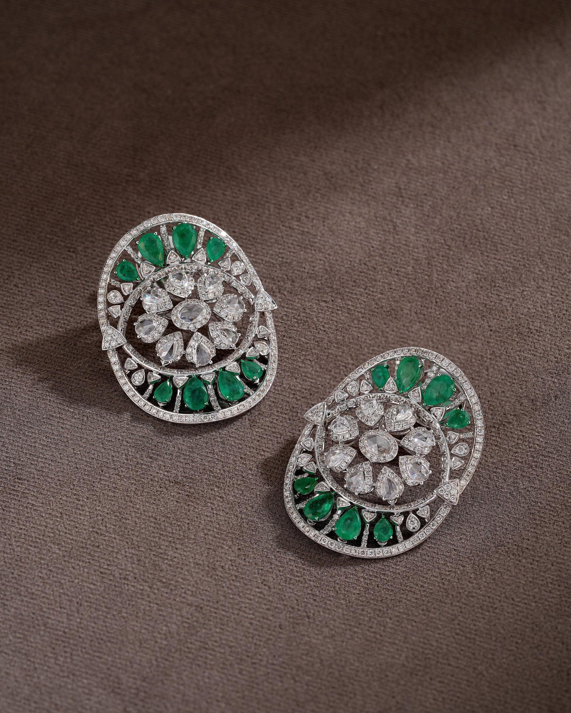 Emerald Petal Diamond Danglers