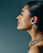 Emerald Petal Diamond Danglers